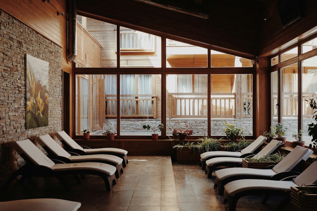 Wellness environment surrounded by greenery
